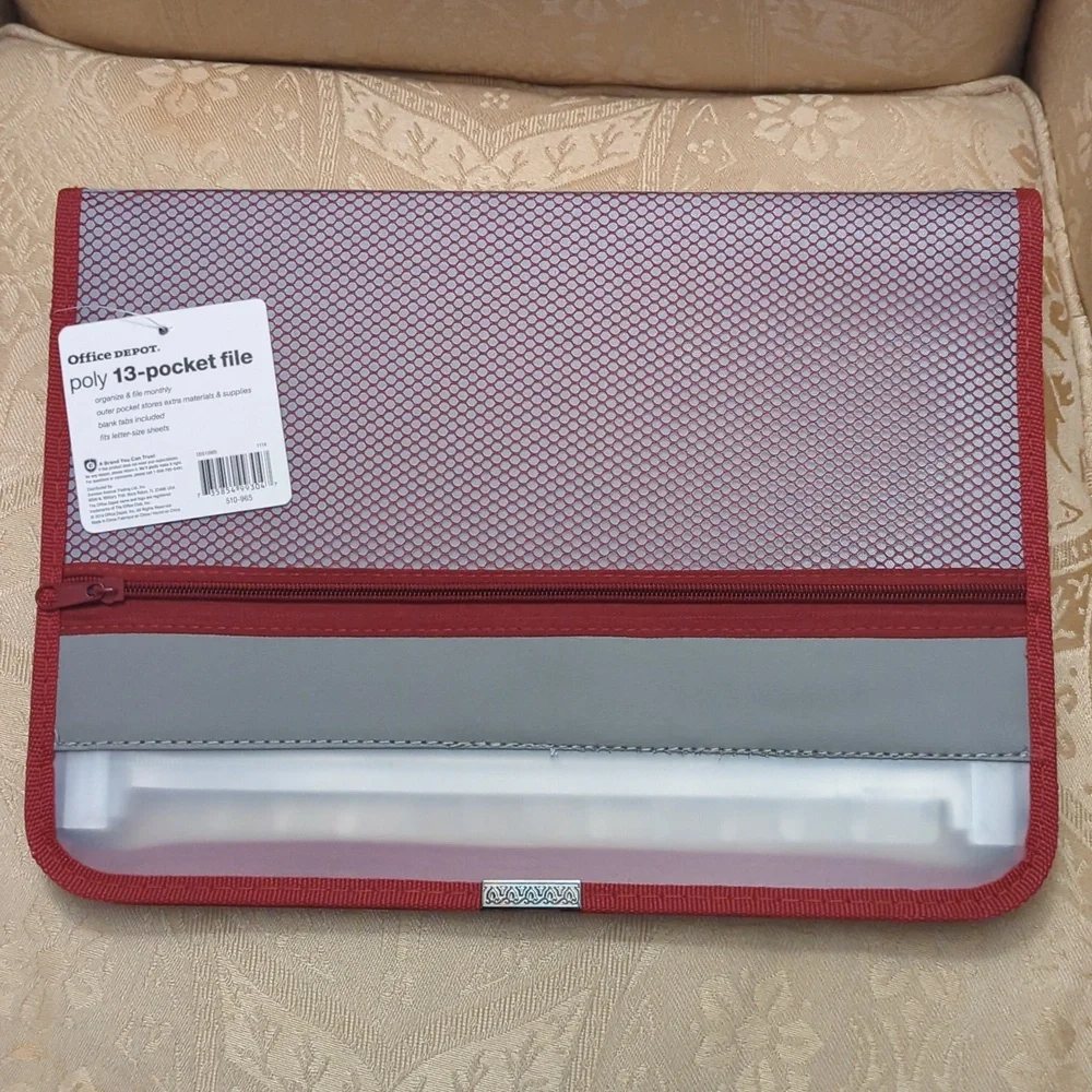 New Poly 13 pocket expanding file with zipper closure and outer zipper pocket